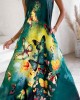 Casual V-neck Butterfly Print Suspender Dress