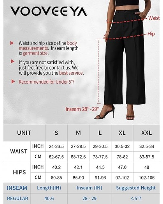 VOOVEEYA Casual Wide Leg Pants for Women - Elastic High Waisted Dress Pants for Business Work Comfy Slacks Trousers Suit Regular Medium Khaki VOOVEEYA Casual Wide Leg Pants for Women - Elastic High Waisted Dress Pants for Business Work Comfy Slacks Trousers Suit Regular Medium Khaki