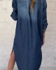 Star Pattern Denim Half Collar Dress Star Pattern Denim Half Collar Dress