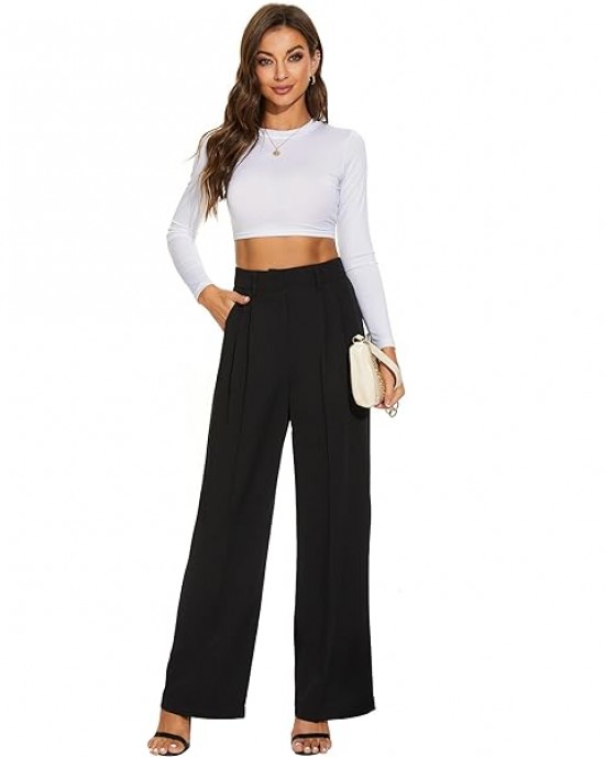 Women Linen Low Rise Wide Leg Pants Pleated Front Casual Long Trousers with Pockets X-Small Beige Women Linen Low Rise Wide Leg Pants Pleated Front Casual Long Trousers with Pockets X-Small Beige