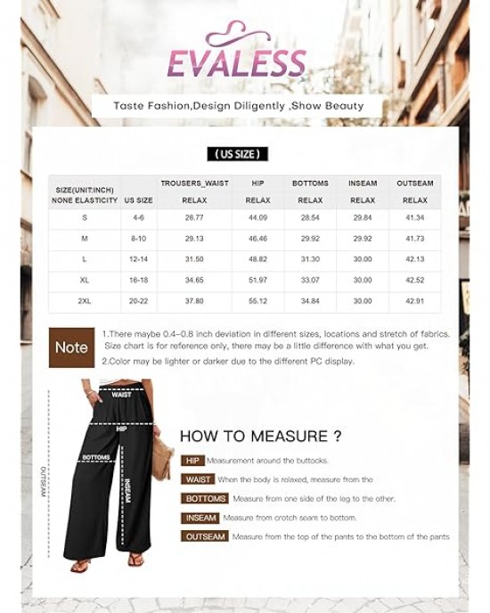 EVALESS Womens High Waisted Straight Leg Long Palazzo Pants Casual Business Office Work Trousers Medium Khaki