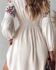 Casual V-neck Printed Patchwork Dress Casual V-neck Printed Patchwork Dress