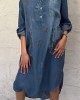 Star Pattern Denim Half Collar Dress Star Pattern Denim Half Collar Dress