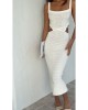 Knit halter dress with halter waist