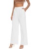 Women Linen Low Rise Wide Leg Pants Pleated Front Casual Long Trousers with Pockets X-Small Beige Women Linen Low Rise Wide Leg Pants Pleated Front Casual Long Trousers with Pockets X-Small Beige