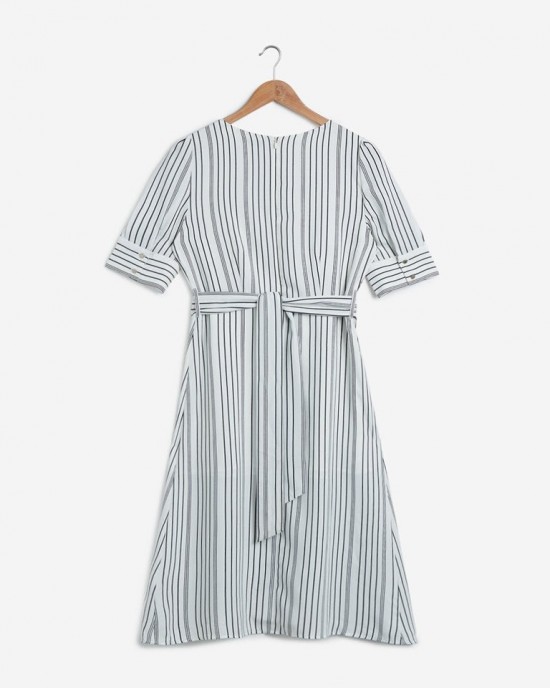 Wardrobe White Striped Dress with Belt Wardrobe White Striped Dress with Belt