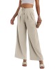 EVALESS Womens High Waisted Straight Leg Long Palazzo Pants Casual Business Office Work Trousers Medium Khaki