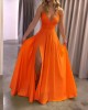 Strap Solid Color Slit Dress Strap Solid Color Slit Dress