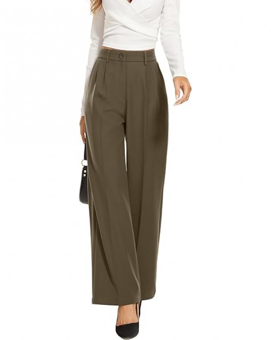 Women Linen Low Rise Wide Leg Pants Pleated Front Casual Long Trousers with Pockets X-Small Beige Women Linen Low Rise Wide Leg Pants Pleated Front Casual Long Trousers with Pockets X-Small Beige