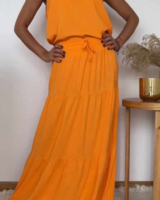V-neck Sleeveless Top and Skirt Two-piece Suit V-neck Sleeveless Top and Skirt Two-piece Suit
