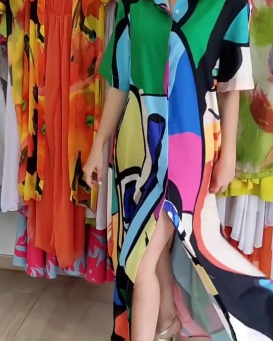 Personalized abstract MAXI SHIRT DRESS Personalized abstract MAXI SHIRT DRESS
