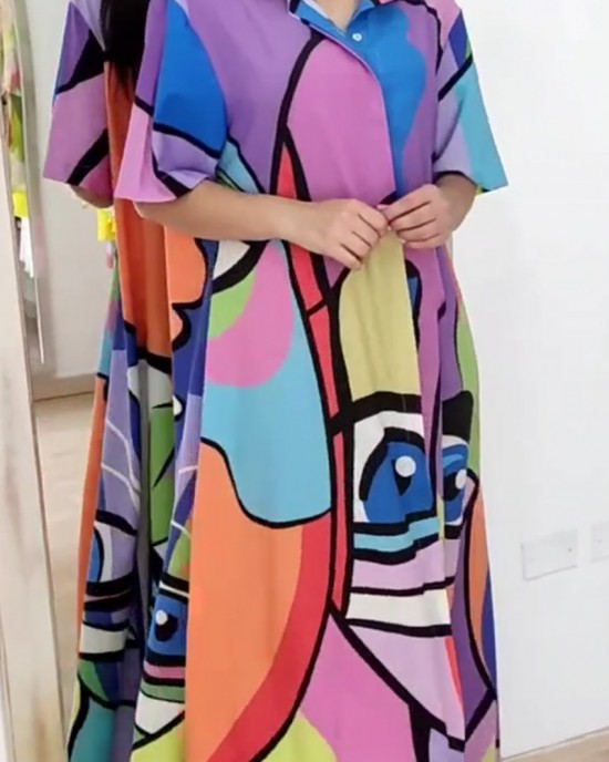 Personalized abstract MAXI SHIRT DRESS Personalized abstract MAXI SHIRT DRESS