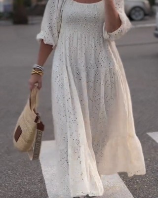 Casual Round Neck Hollow Dress
