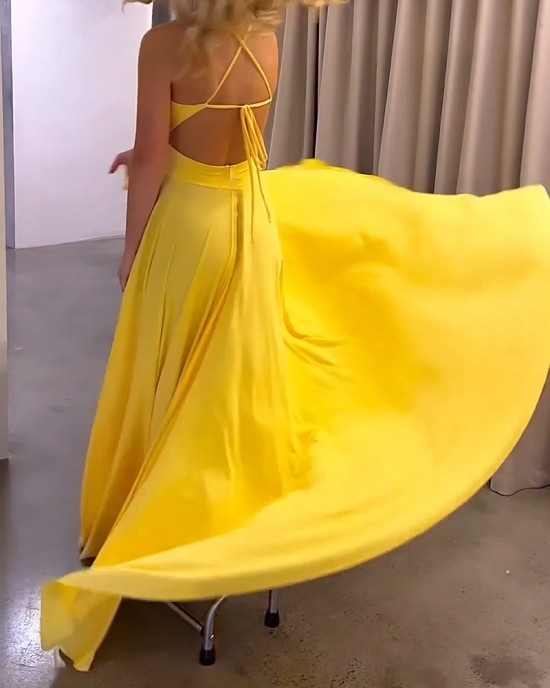 Strap Solid Color Slit Dress Strap Solid Color Slit Dress