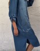 Star Pattern Denim Half Collar Dress Star Pattern Denim Half Collar Dress