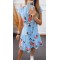 Casual Round Neck Half Button Printed Dress