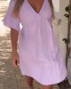 V-neck Cotton and Linen Short-sleeved Dress V-neck Cotton and Linen Short-sleeved Dress