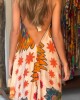 Resort Style Deep V-neck Backless Printed Dress Resort Style Deep V-neck Backless Printed Dress