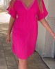 V-neck Cotton and Linen Short-sleeved Dress V-neck Cotton and Linen Short-sleeved Dress