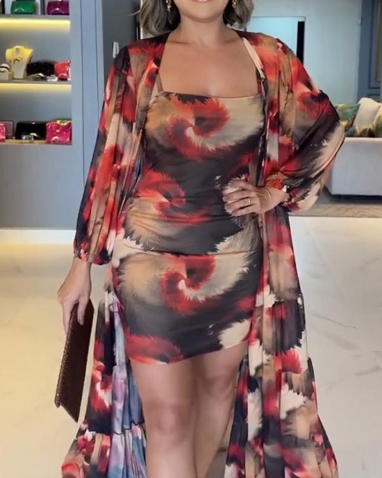 Casual Suspender Dress with Shawl and Two Giant Suit Casual Suspender Dress with Shawl and Two Giant Suit