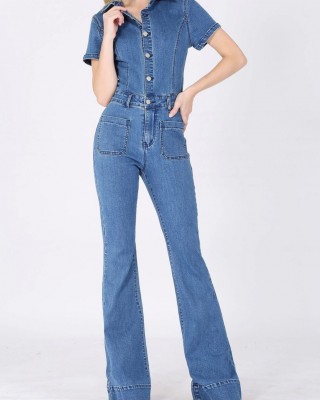 Denim Bell Bottom Jumpsuit