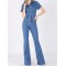 Denim Bell Bottom Jumpsuit