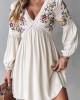 Casual V-neck Printed Patchwork Dress Casual V-neck Printed Patchwork Dress