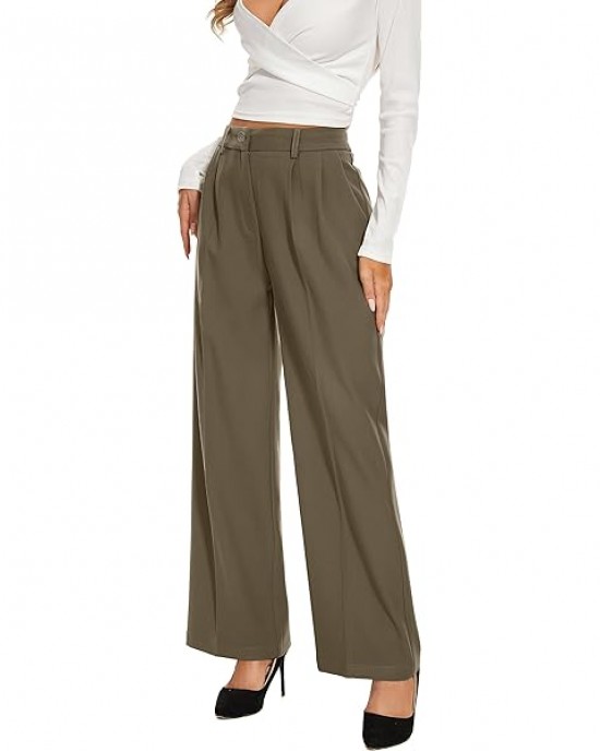 Women Linen Low Rise Wide Leg Pants Pleated Front Casual Long Trousers with Pockets X-Small Beige Women Linen Low Rise Wide Leg Pants Pleated Front Casual Long Trousers with Pockets X-Small Beige