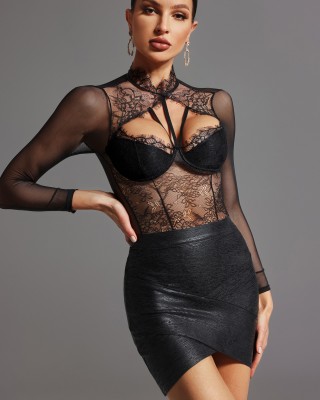 Hatsie Lace Long Sleeve Jumpsuit