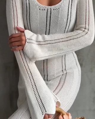 Casual Round Neck Slim Fit Knitted Dress