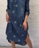 Star Pattern Denim Half Collar Dress Star Pattern Denim Half Collar Dress