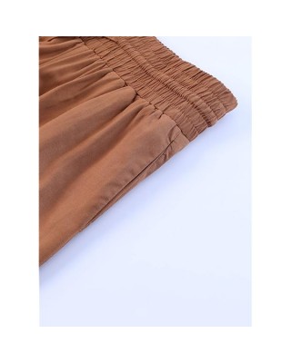 Acelitt Wide Leg Pants for Women High Elastic Waist Flowy Palazzo Pants Summer Casual Loose Comfy Trousers with Pockets Large Khaki