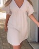 V-neck Cotton and Linen Short-sleeved Dress V-neck Cotton and Linen Short-sleeved Dress