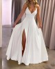 Strap Solid Color Slit Dress Strap Solid Color Slit Dress