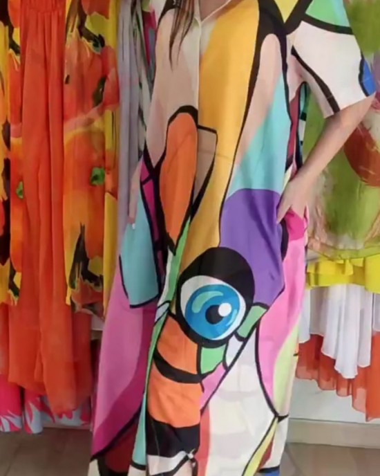 Personalized abstract MAXI SHIRT DRESS Personalized abstract MAXI SHIRT DRESS