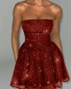 Strapless sequin skirt-MINI DRESS Strapless sequin skirt-MINI DRESS