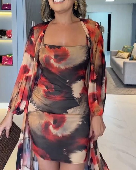Casual Suspender Dress with Shawl and Two Giant Suit Casual Suspender Dress with Shawl and Two Giant Suit