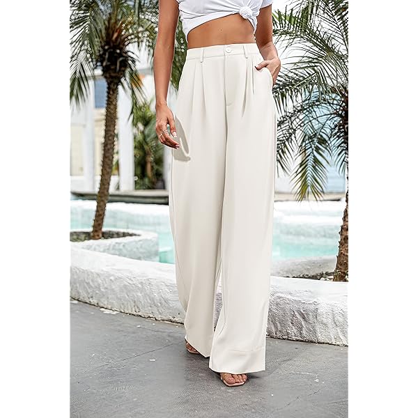 Women Casual Wide Leg Pants Button Down Straight Long Trousers Pants Elastic High Waist Dress Pants for Women Green 0 Women Casual Wide Leg Pants Button Down Straight Long Trousers Pants Elastic High Waist Dress Pants for Women Green 0