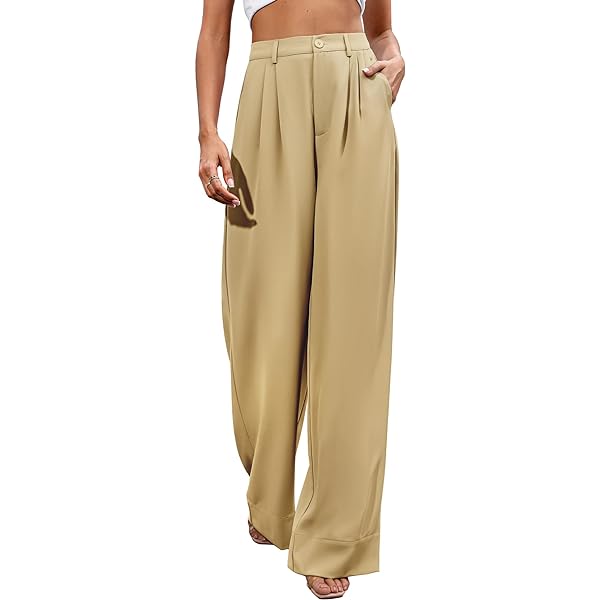 Women Casual Wide Leg Pants Button Down Straight Long Trousers Pants Elastic High Waist Dress Pants for Women Green 0 Women Casual Wide Leg Pants Button Down Straight Long Trousers Pants Elastic High Waist Dress Pants for Women Green 0