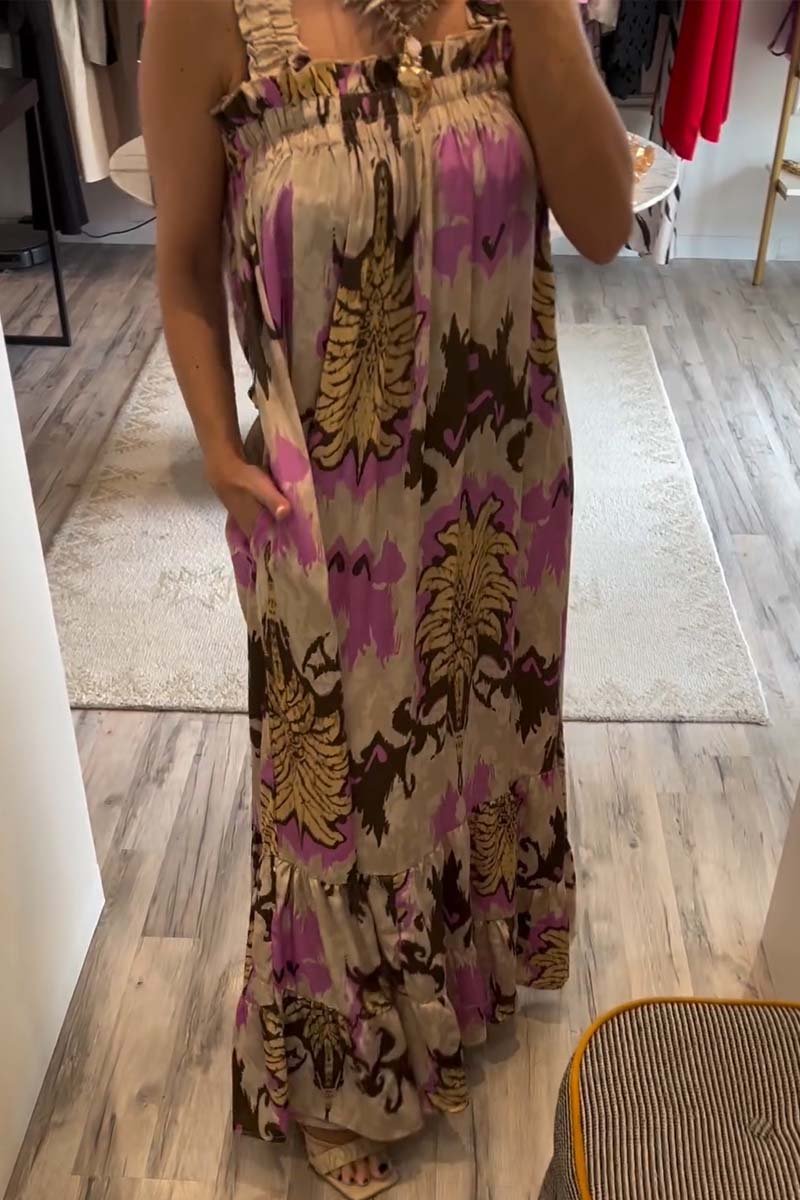 Women's Casual Resort Printed Off-Shoulder Dress