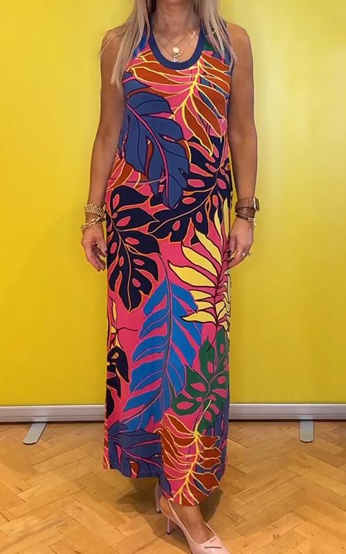 Casual Round Neck Sleeveless Printed Dress