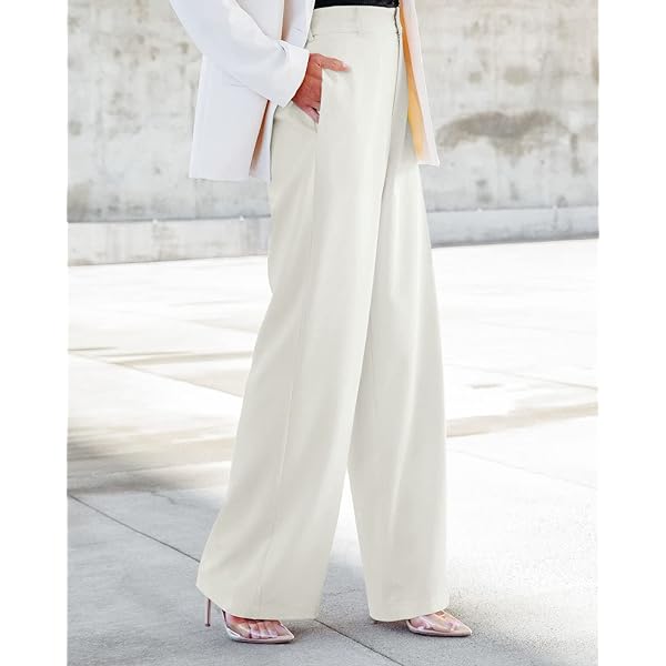Women Casual Wide Leg Pants Button Down Straight Long Trousers Pants Elastic High Waist Dress Pants for Women Green 0 Women Casual Wide Leg Pants Button Down Straight Long Trousers Pants Elastic High Waist Dress Pants for Women Green 0