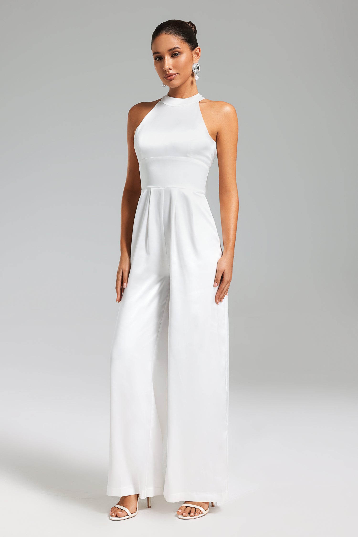Katya Blackless Halter Jumpsuit - White Katya Blackless Halter Jumpsuit - White