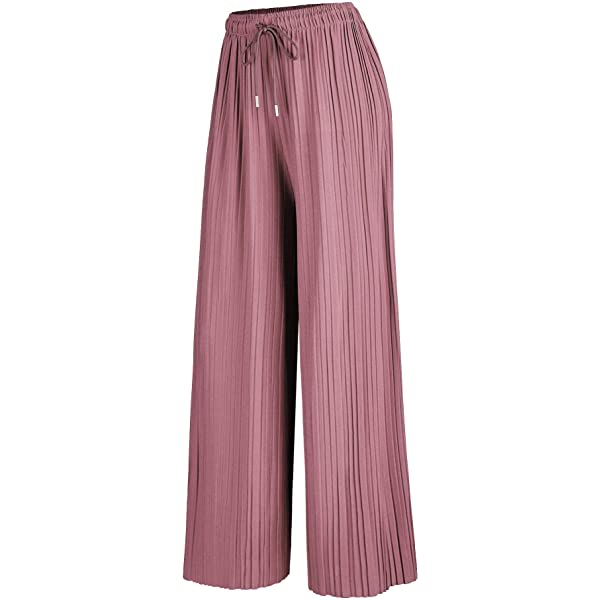 Lock and Love Womens Pleated Wide Leg Palazzo Maxi Pants with Drawstring or Elastic Band Elastic Band Small Wb1795_desert Lock and Love Womens Pleated Wide Leg Palazzo Maxi Pants with Drawstring or Elastic Band Elastic Band Small Wb1795_desert