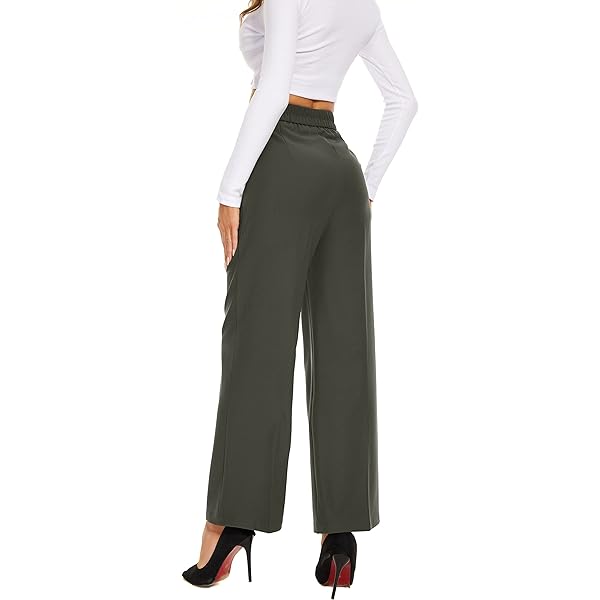 Women Linen Low Rise Wide Leg Pants Pleated Front Casual Long Trousers with Pockets X-Small Beige
