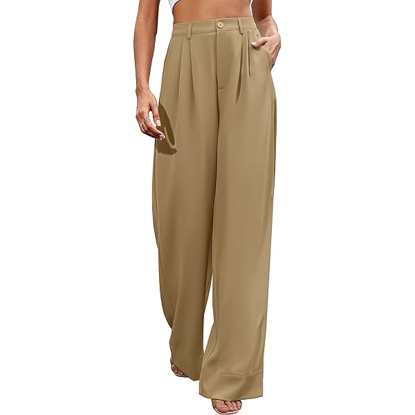 Women Casual Wide Leg Pants Button Down Straight Long Trousers Pants Elastic High Waist Dress Pants for Women Green 0 Women Casual Wide Leg Pants Button Down Straight Long Trousers Pants Elastic High Waist Dress Pants for Women Green 0