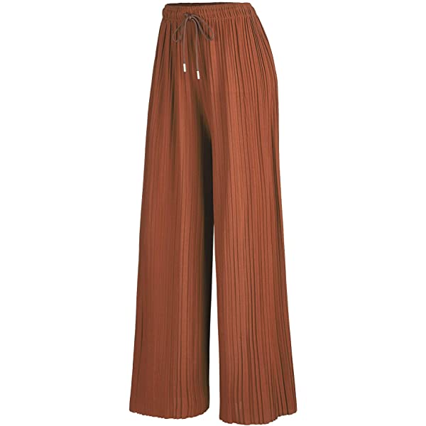 Lock and Love Womens Pleated Wide Leg Palazzo Maxi Pants with Drawstring or Elastic Band Elastic Band Small Wb1795_desert Lock and Love Womens Pleated Wide Leg Palazzo Maxi Pants with Drawstring or Elastic Band Elastic Band Small Wb1795_desert
