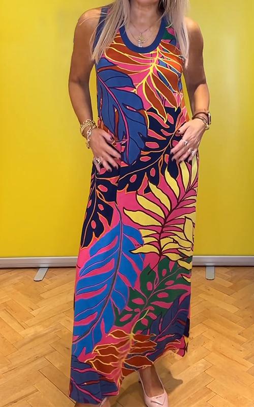 Casual Round Neck Sleeveless Printed Dress