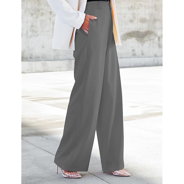 Women Casual Wide Leg Pants Button Down Straight Long Trousers Pants Elastic High Waist Dress Pants for Women Green 0 Women Casual Wide Leg Pants Button Down Straight Long Trousers Pants Elastic High Waist Dress Pants for Women Green 0