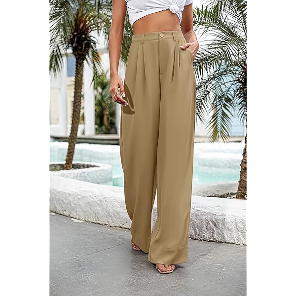 Women Casual Wide Leg Pants Button Down Straight Long Trousers Pants Elastic High Waist Dress Pants for Women Green 0 Women Casual Wide Leg Pants Button Down Straight Long Trousers Pants Elastic High Waist Dress Pants for Women Green 0